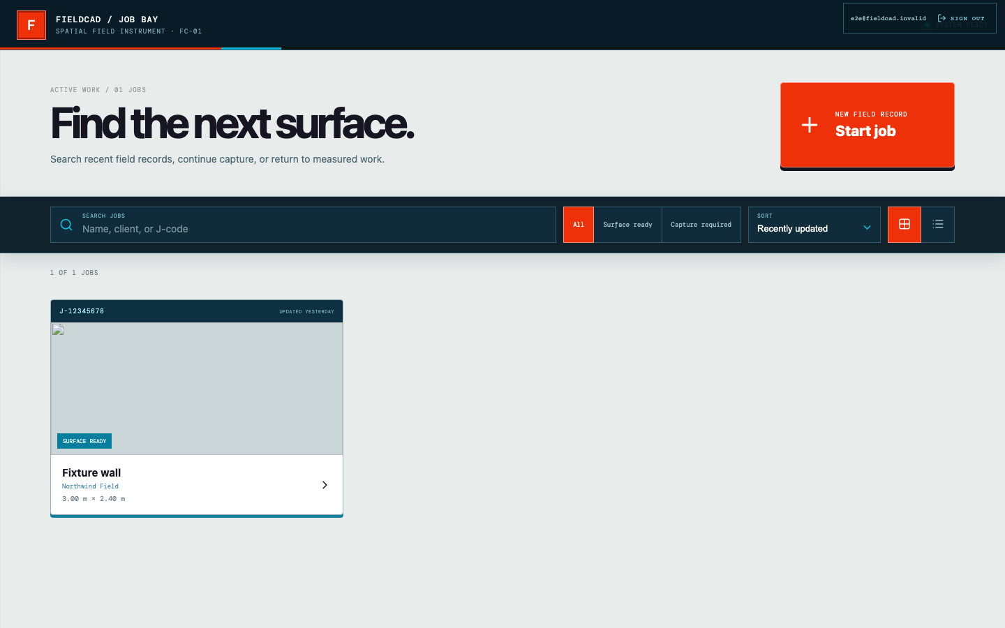 Capture the install wall — FieldCAD product interface